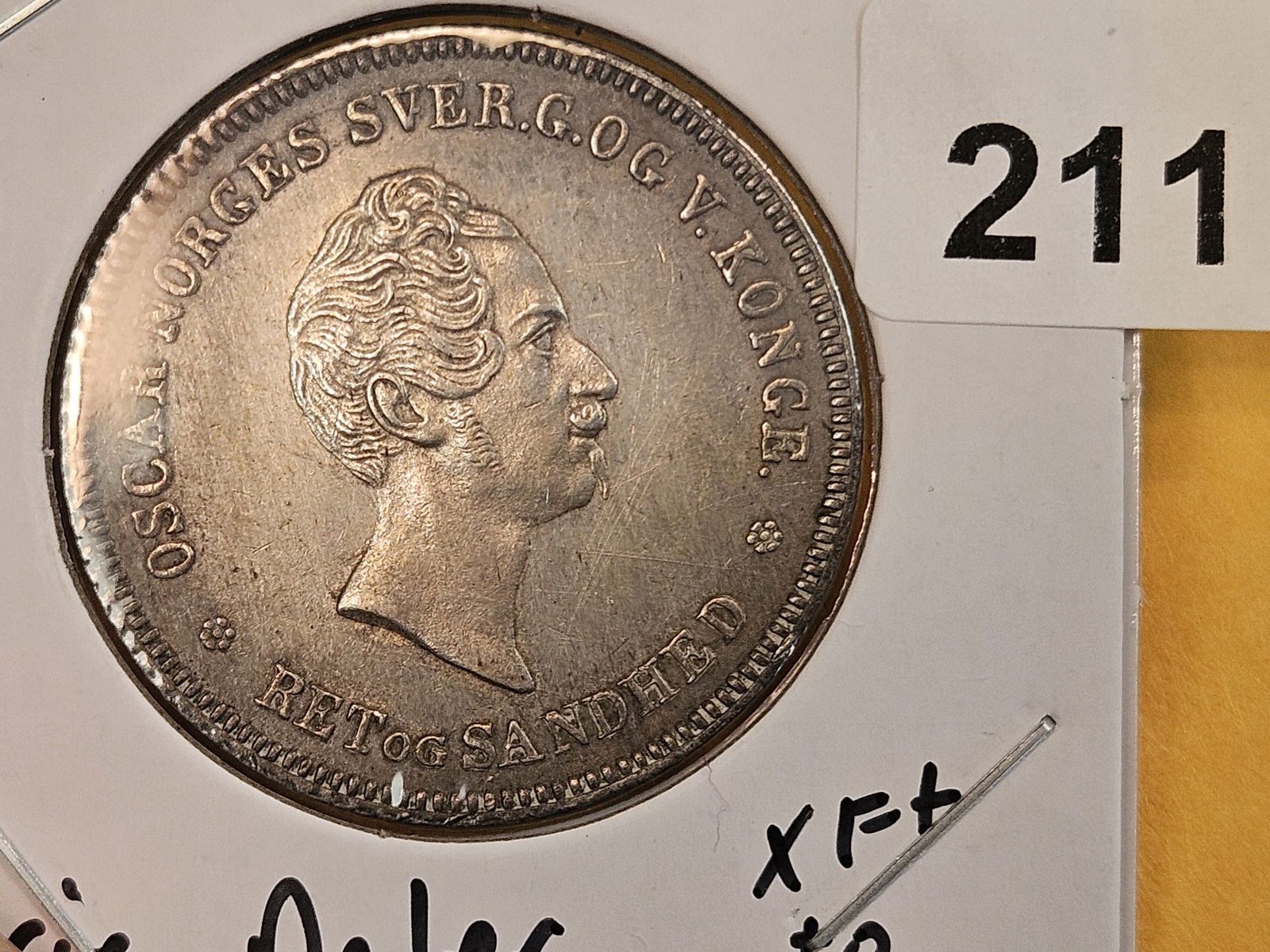 * SCARCE * 1849 Norway silver 1/2 Specie Daler - 5