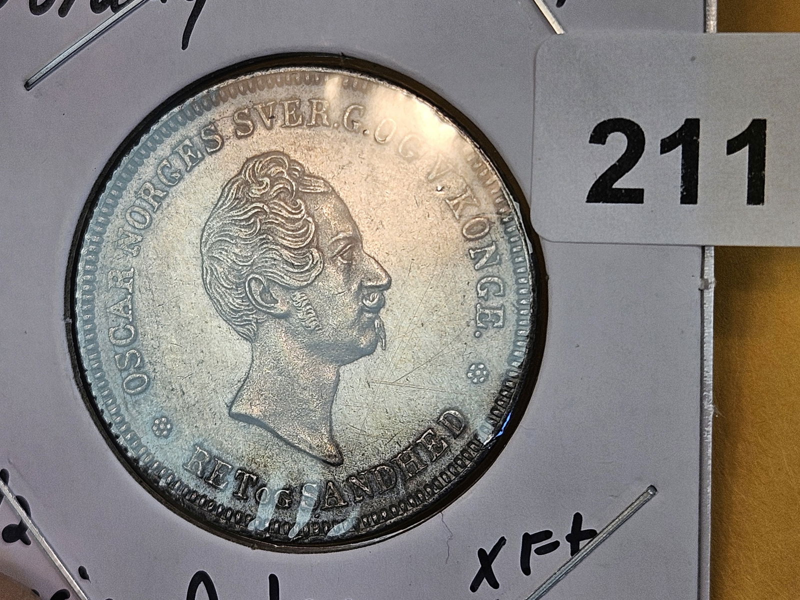 * SCARCE * 1849 Norway silver 1/2 Specie Daler - 6