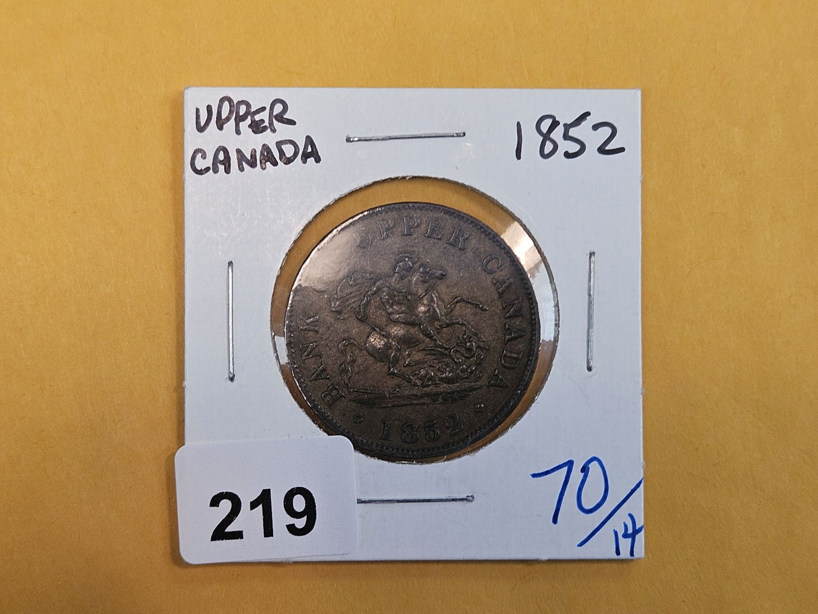 1852 Upper Canada Copper Half-penny bank token - 2