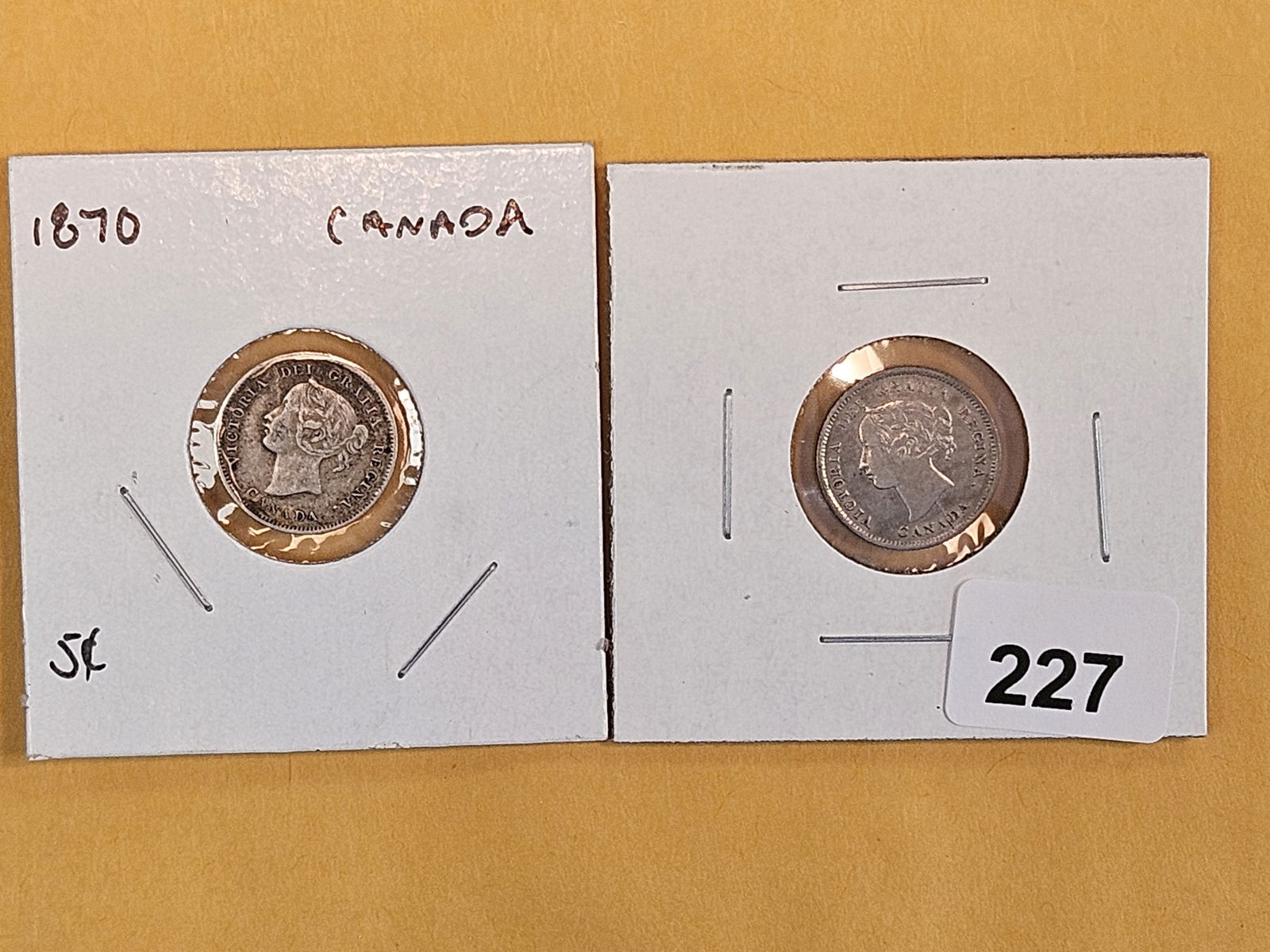 Two better grade 1870 Canada silver 5 cents (1 of 5)