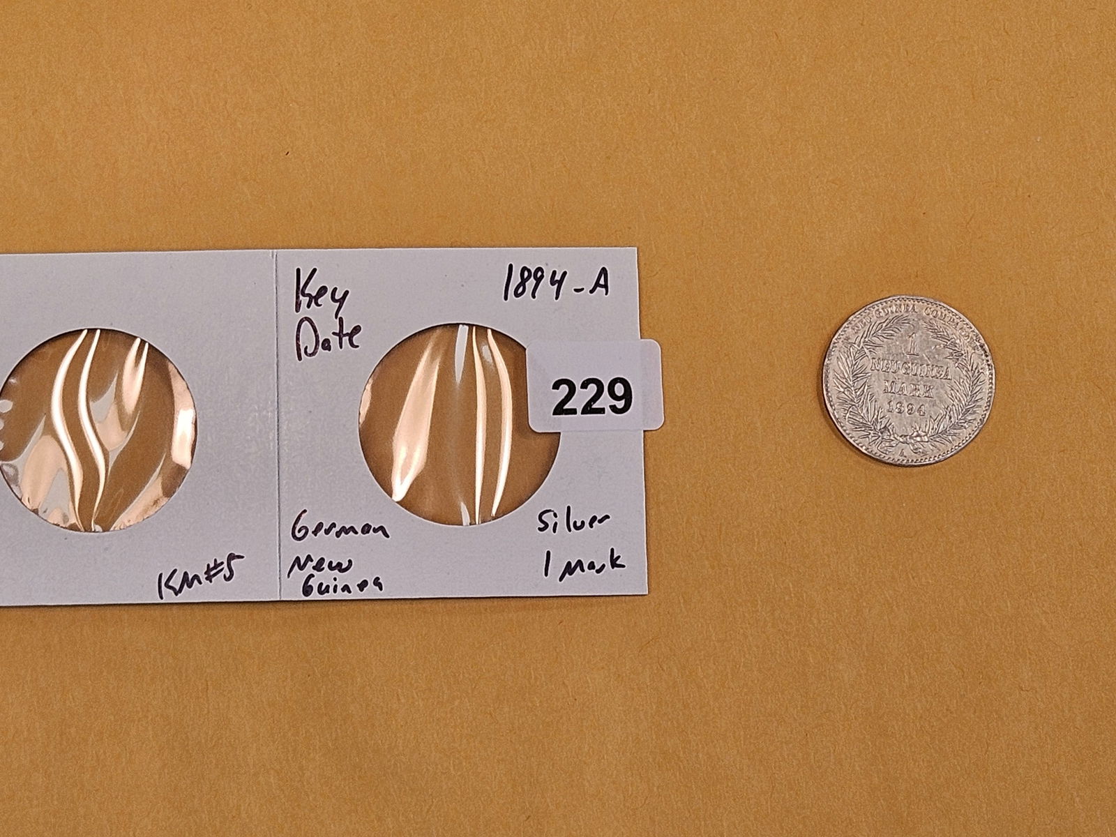 ** KEY DATE ** 1894-A German New Guinea silver 1 Mark - 2