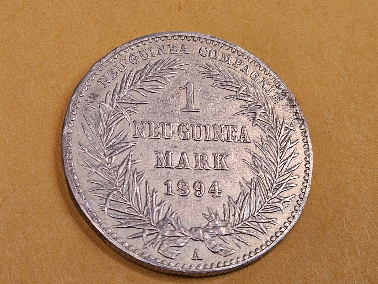 ** KEY DATE ** 1894-A German New Guinea silver 1 Mark - 3
