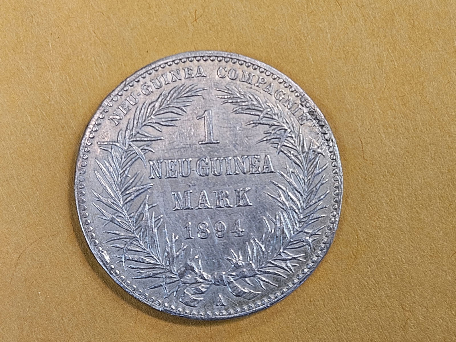 ** KEY DATE ** 1894-A German New Guinea silver 1 Mark - 5