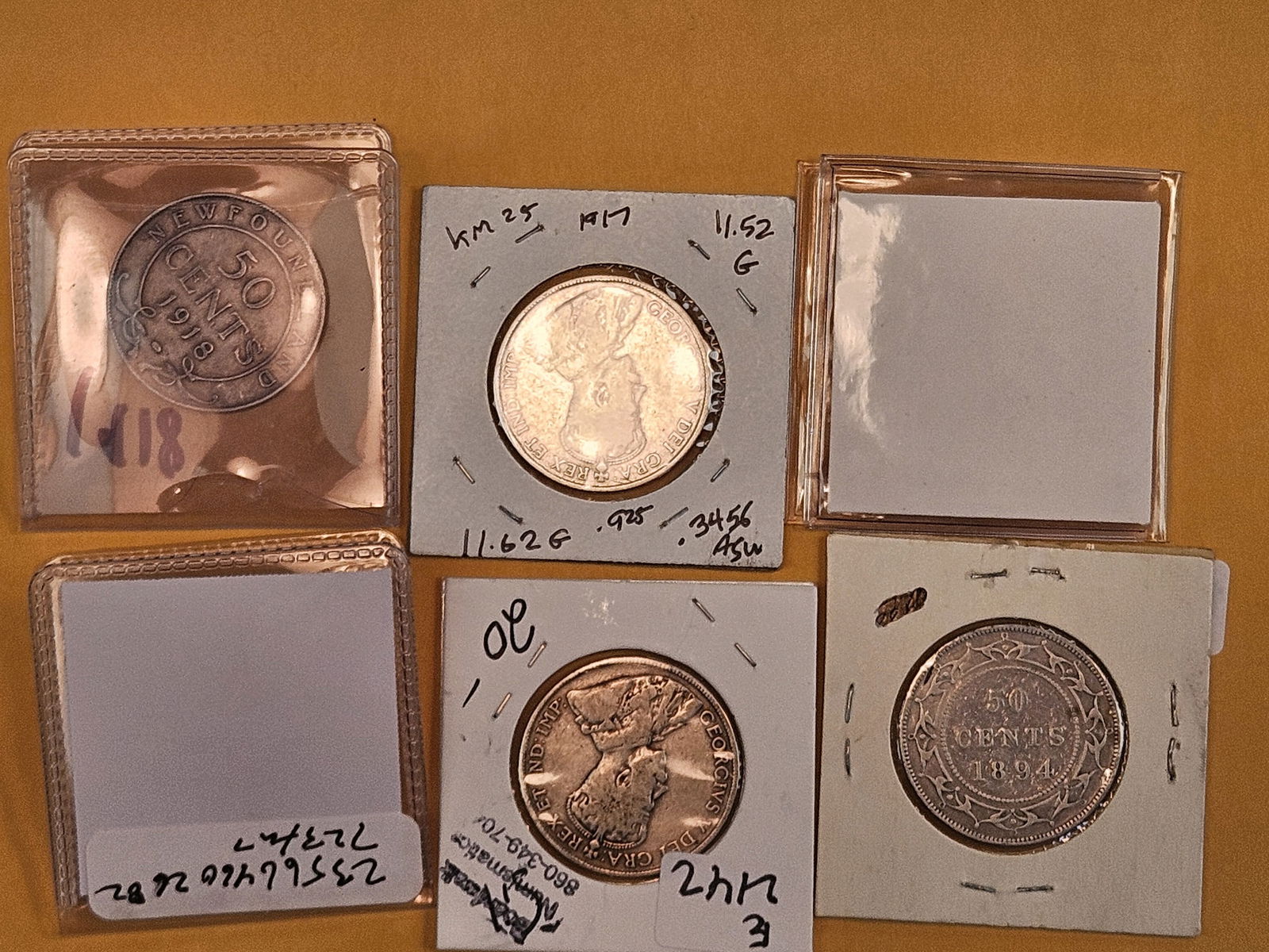 Six Canadian and Newfounland silver 50 cent coins - 12