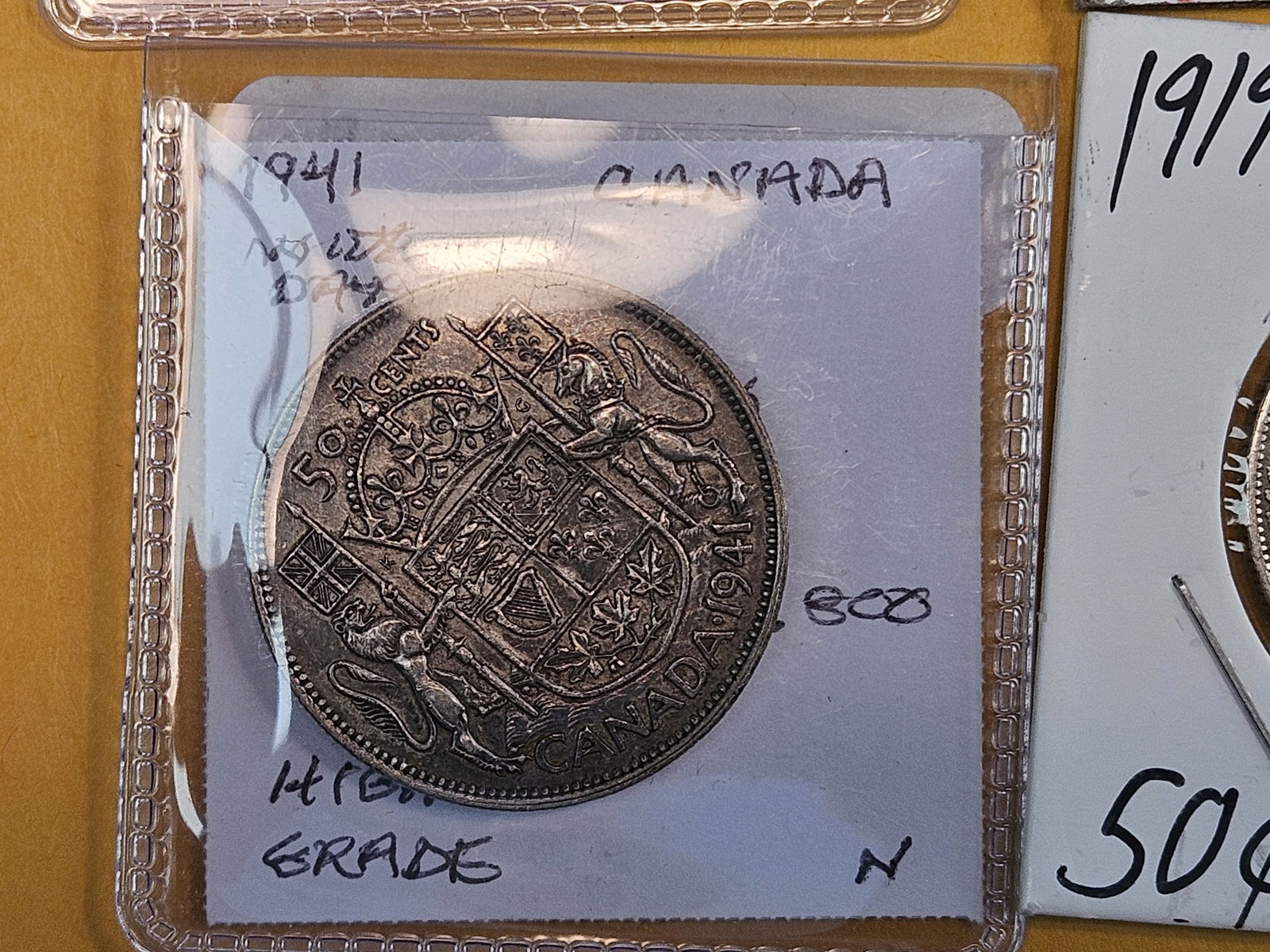 Six Canadian and Newfounland silver 50 cent coins - 9