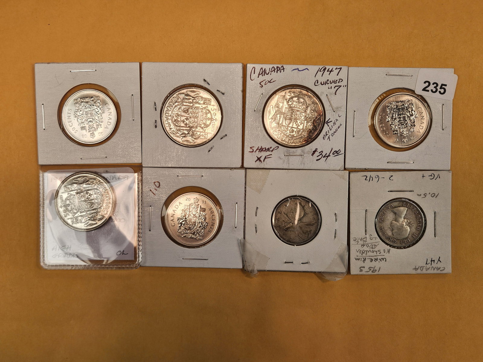 Eight mixed, silver, coins from Canada (1 of 6)