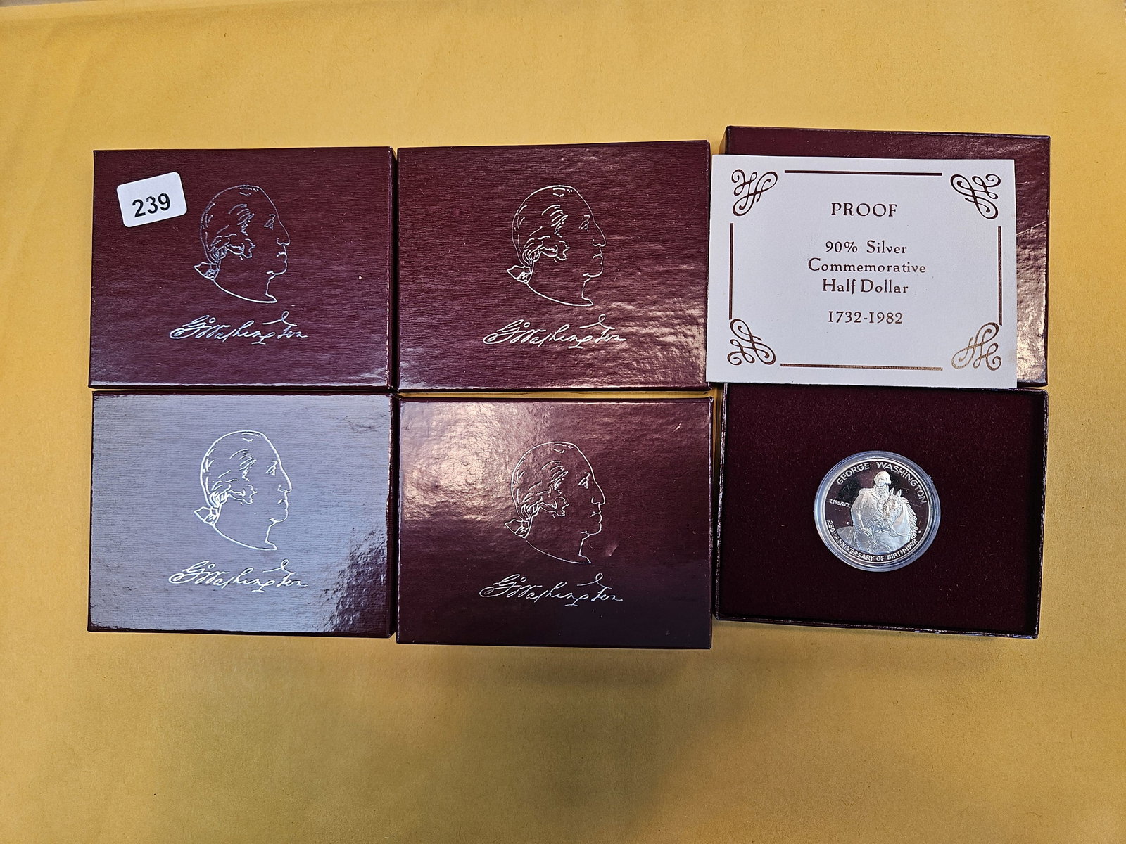 Five GEM Proof Deep Cameo 1982 Commemorative Silver Half Dollars (1 of 2)