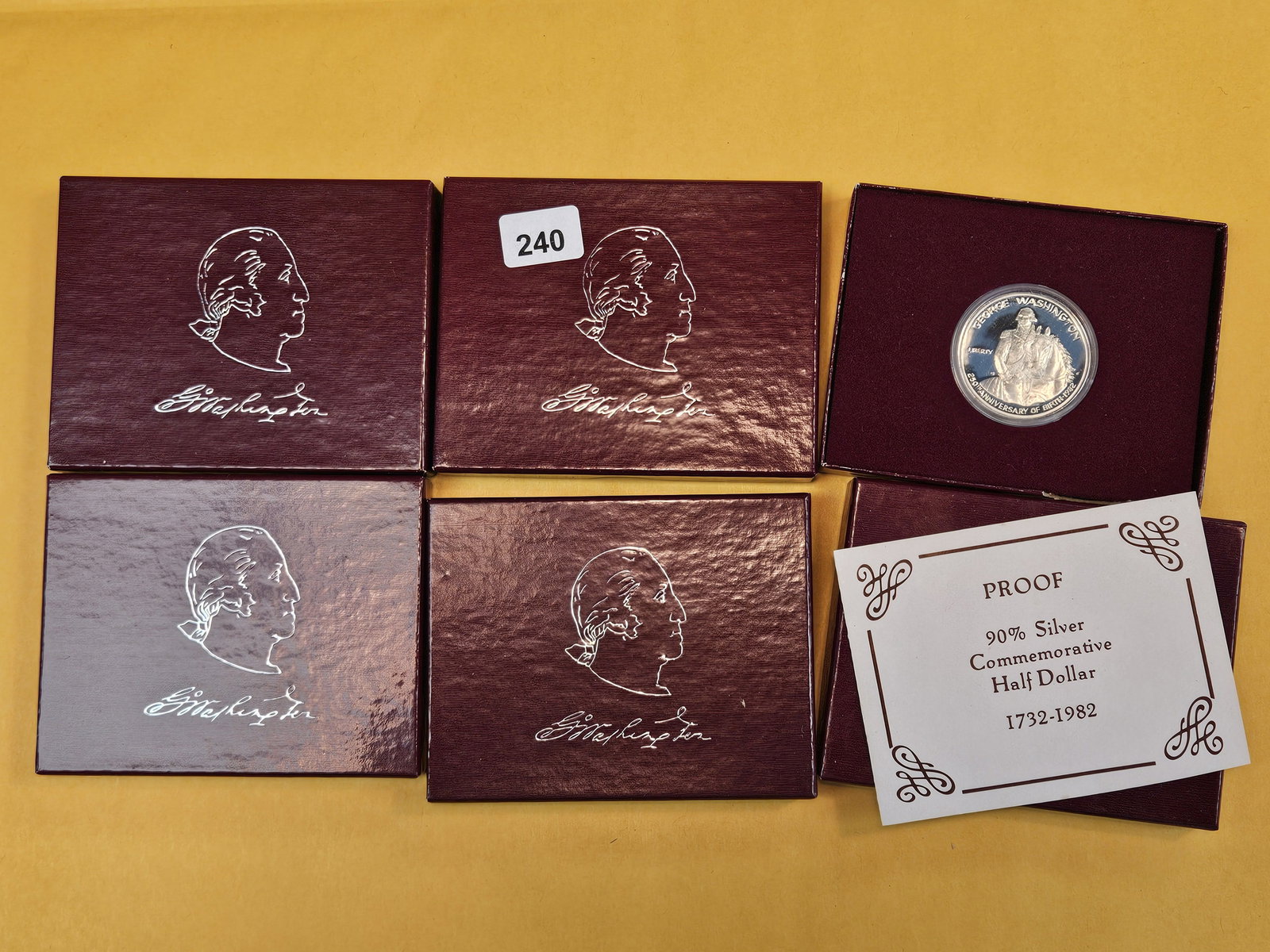 Five GEM Proof Deep Cameo 1982 Commemorative Silver Half Dollars (1 of 2)