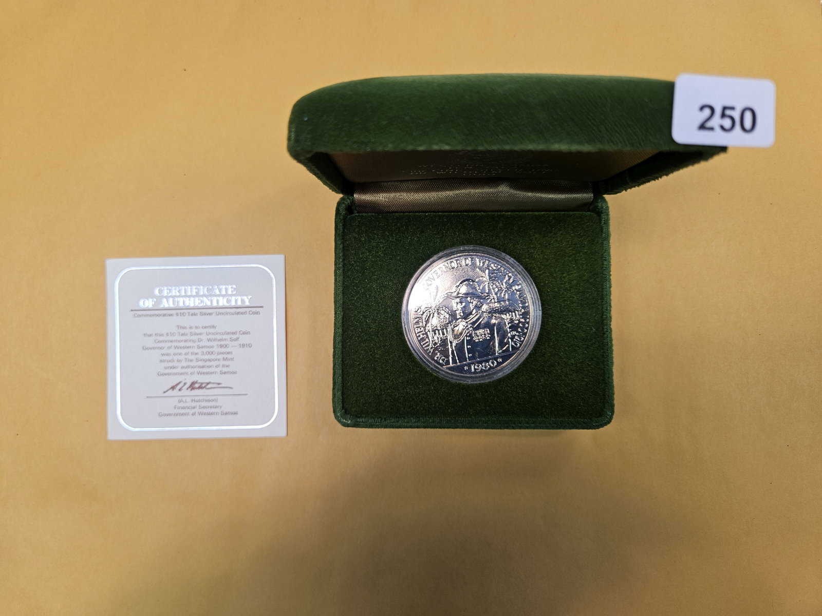 1980 Ten Dollar Tala Silver Coin from Samoa: In OGP with COA 