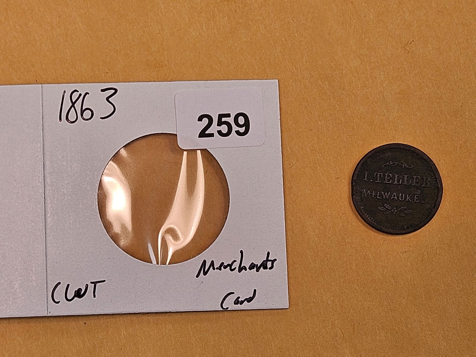 1863 Civil War Token Merchant's Store card - 2