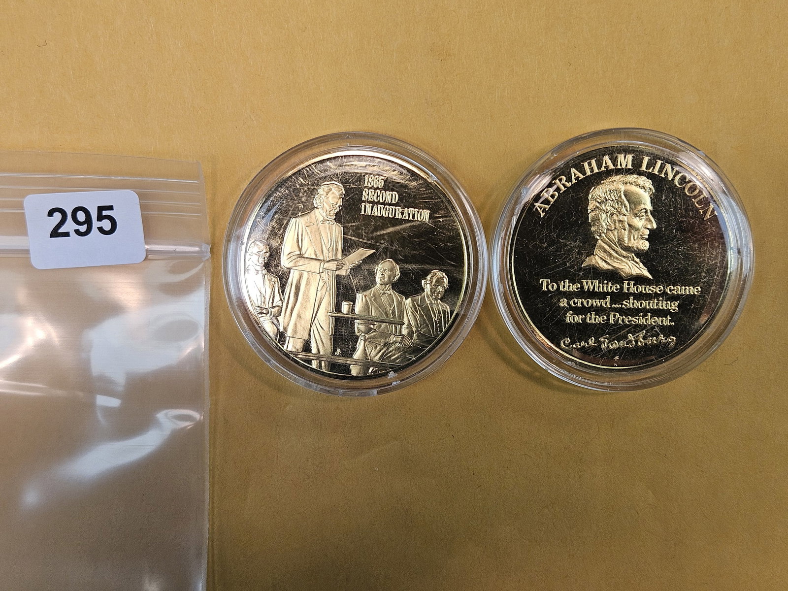 Two GEM Proof 24-K Gold Electroplated Sterling Silver Art rounds: Each one is .655 Troy ounces. Total of 1.31 Troy ounces of Sterling silver 