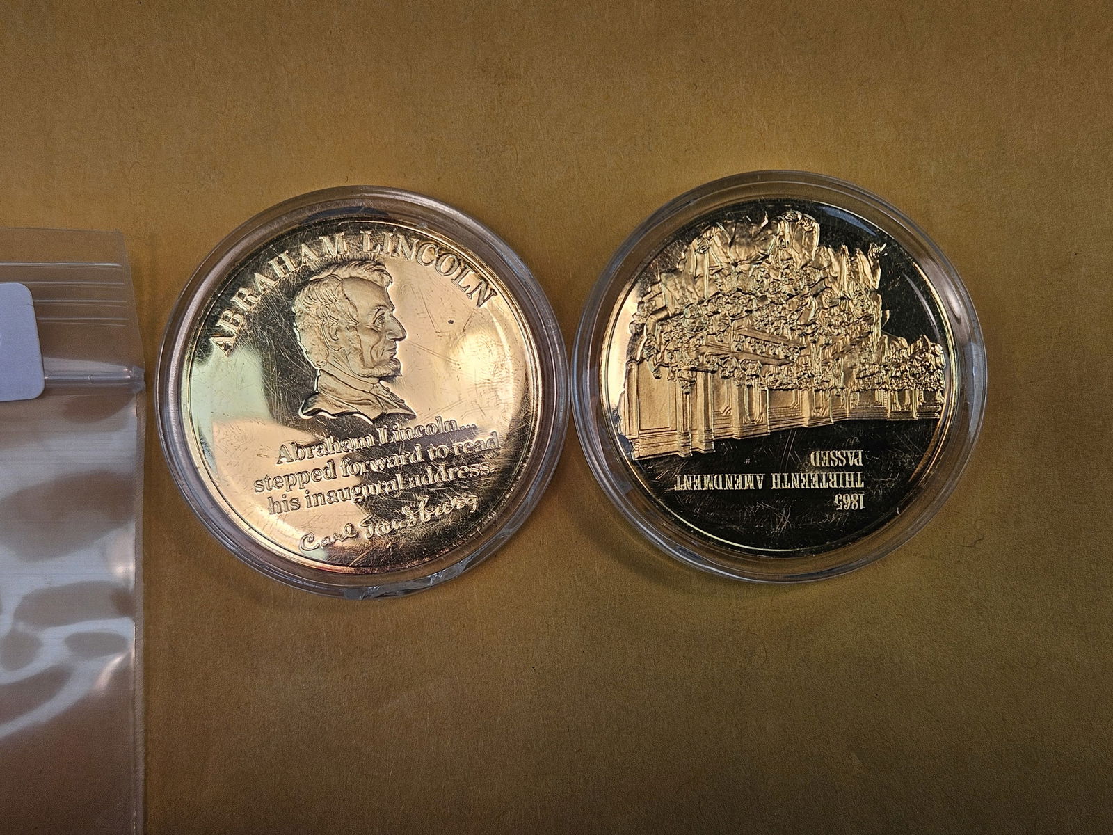 Two GEM Proof 24-K Gold Electroplated Sterling Silver Art rounds - 2