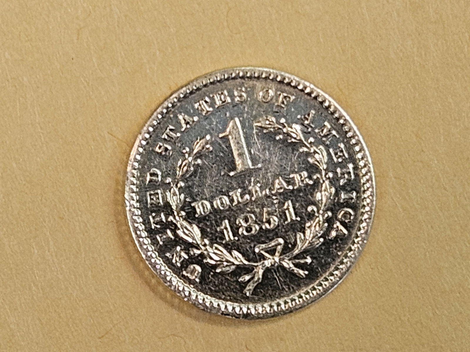 GOLD! 1851 Gold Dollar in Brilliant About Uncirculated - details - 4