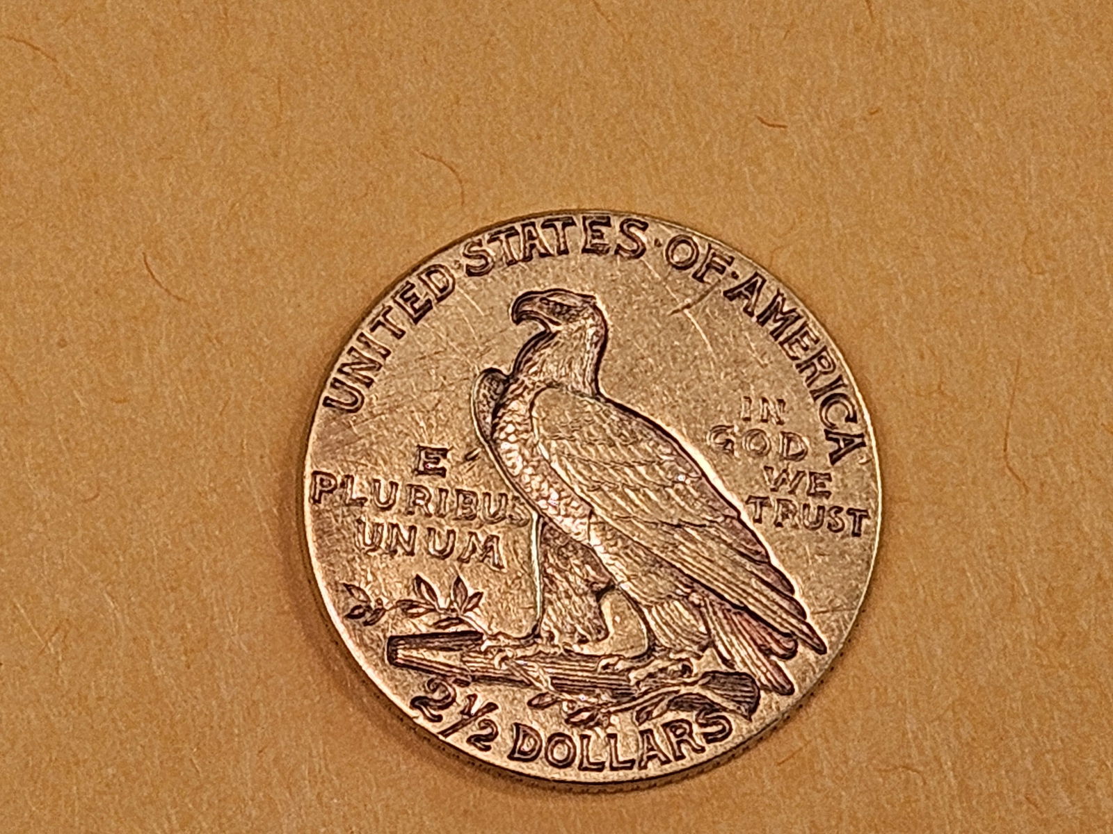 GOLD! Brilliant About Uncirculated 1913 Gold Indian $2.5 Dollars - 3