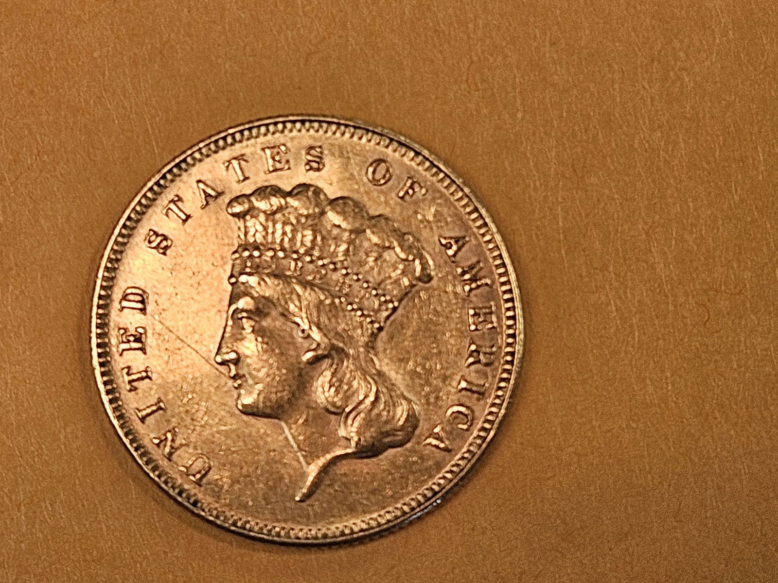 GOLD! SCARCE! Brilliant About Uncirculated GOLD THREE DOLLAR - 4