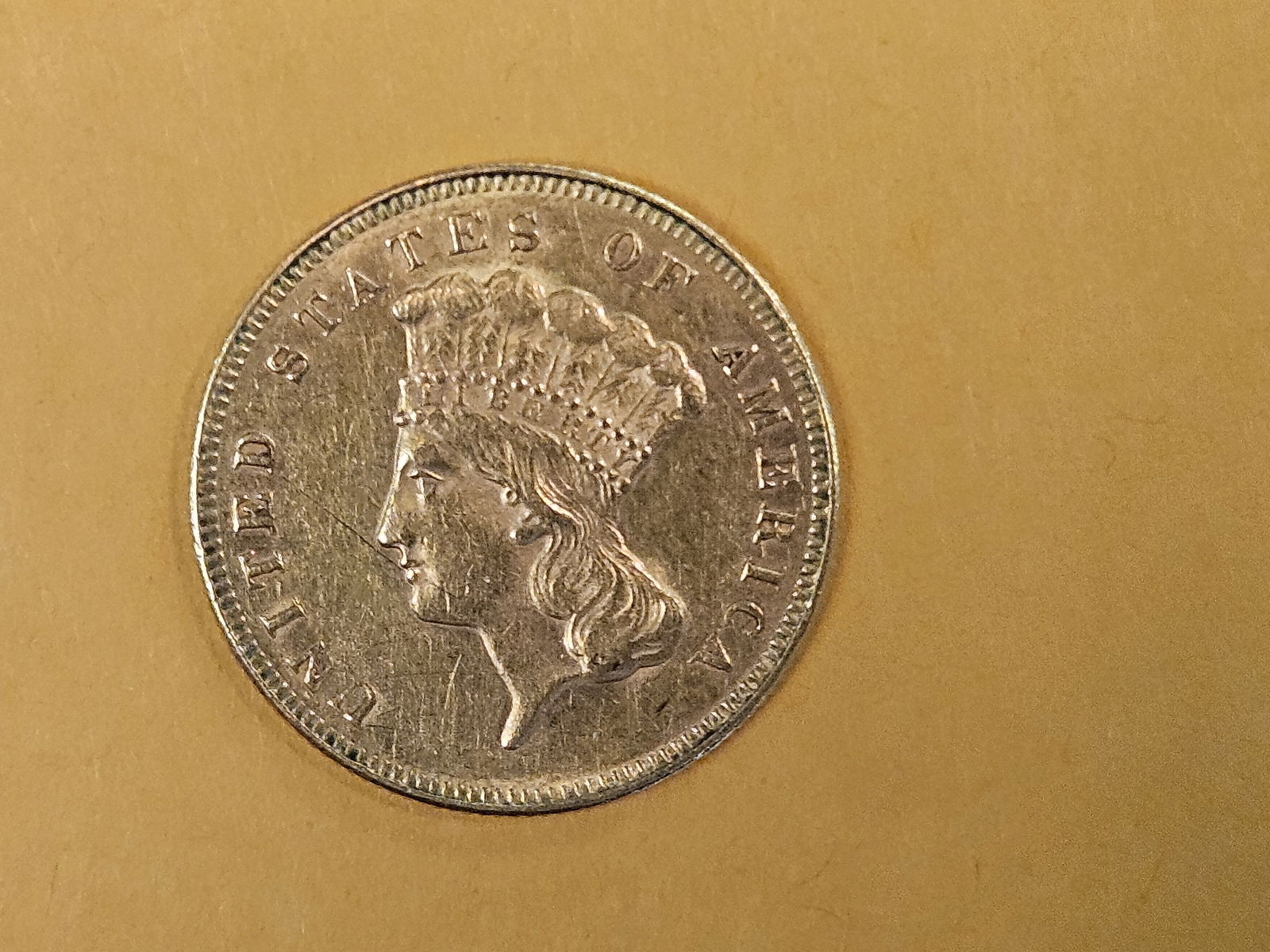 GOLD! SCARCE! Brilliant About Uncirculated GOLD THREE DOLLAR - 5