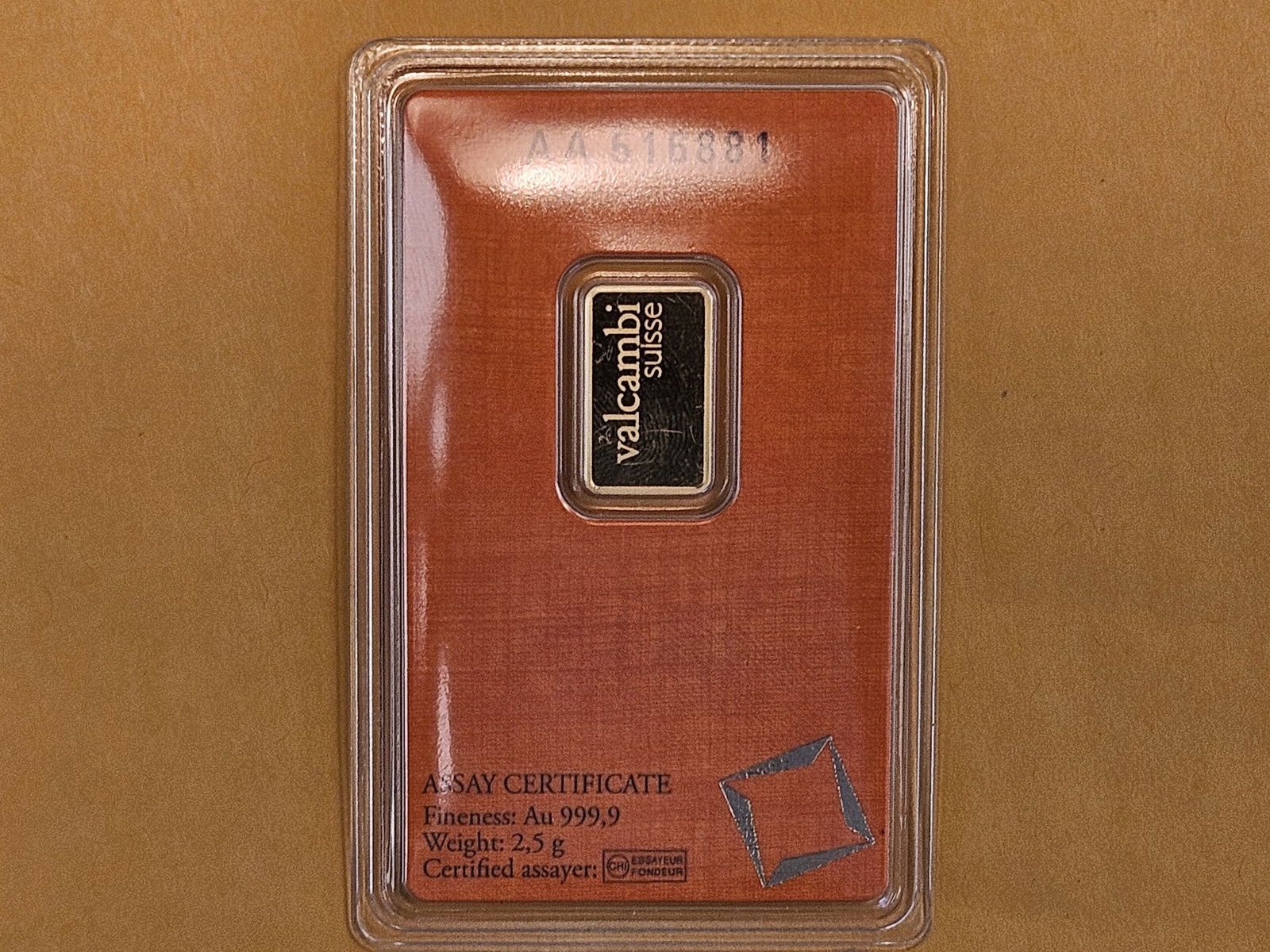 GOLD! VALCAMBI SUISSE 2.5 Gram .9999 fine gold bar - 3