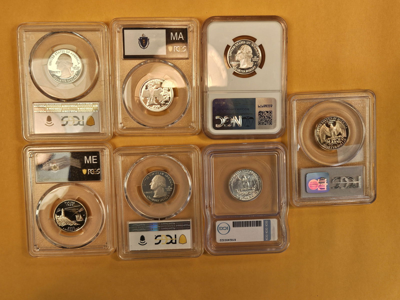 Seven PCGS, ICG and NGC-graded GEM or better Washington Quarters - 5