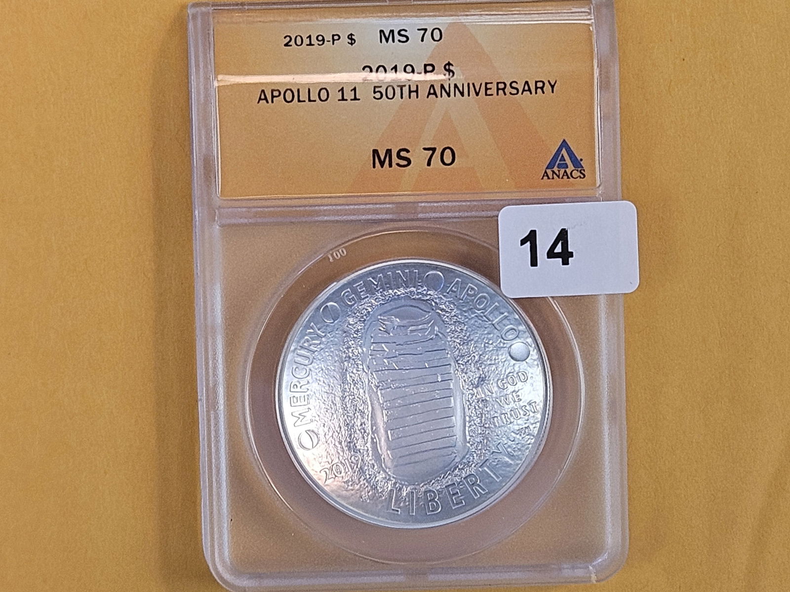 PERFECT! ANACS 2019-P APOLLO II Commemorative Silver Dollar in Mint State 70 - 2
