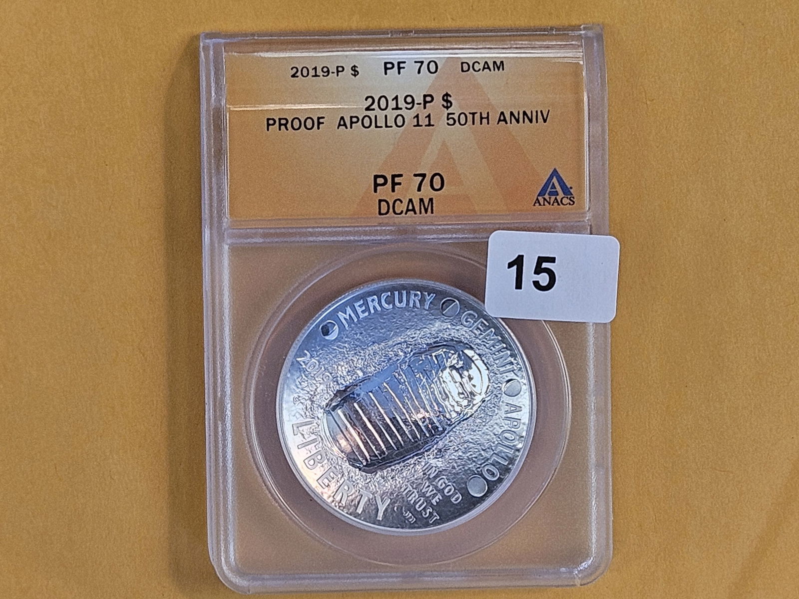PERFECT! ANACS 2019-P APOLLO II Commemorative Silver Dollar in Proof 70 Deep Cameo - 2