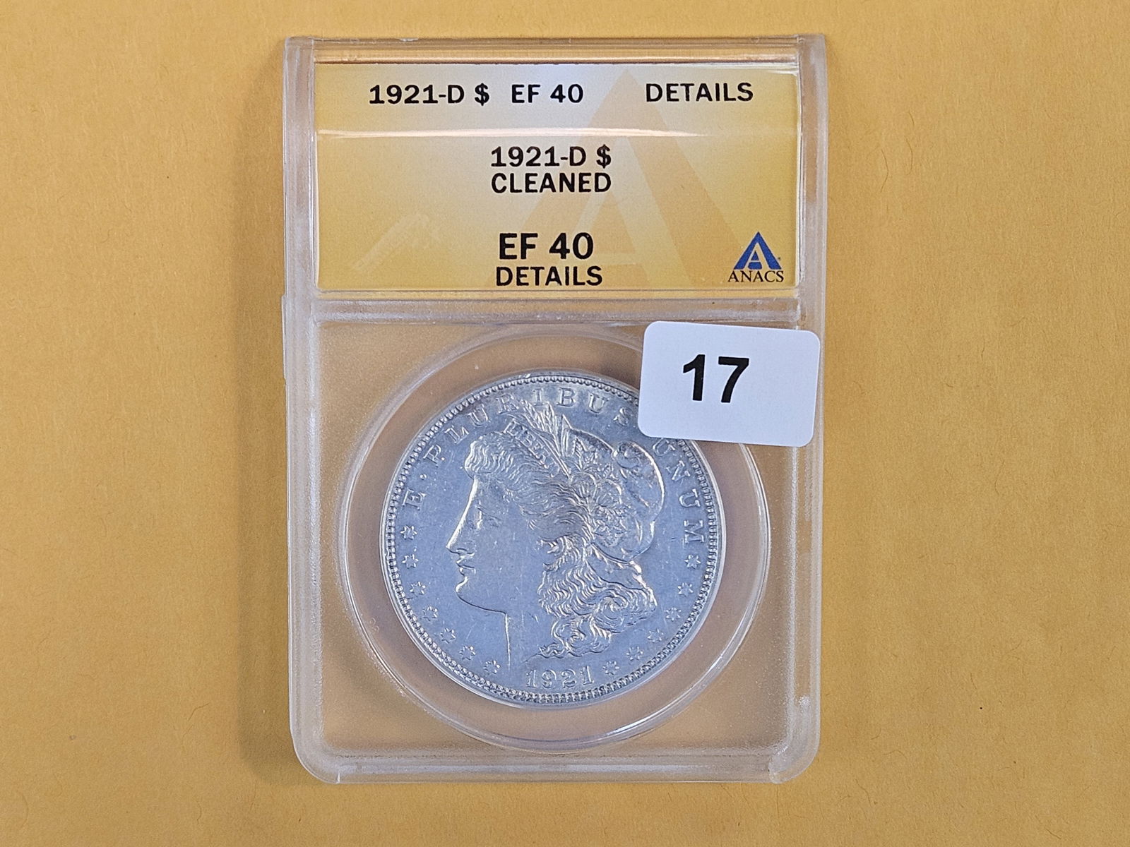 ANACS 1921-D Morgan Dollar in Extra Fine - 40 details: Last year issue 