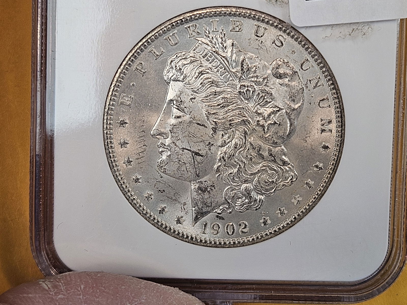 NGC 1902-O Morgan Dollar in Brilliant Uncirculated: Wow! Talk about precision in grading! 