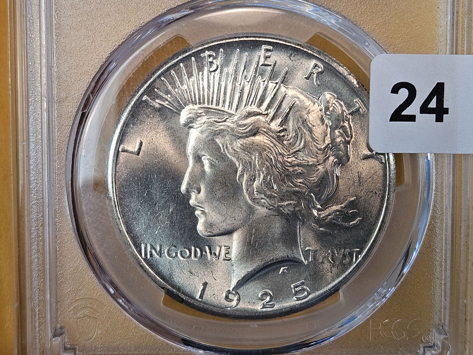 PCGS 1925 Peace silver Dollar in Mint State 63 (1 of 3)