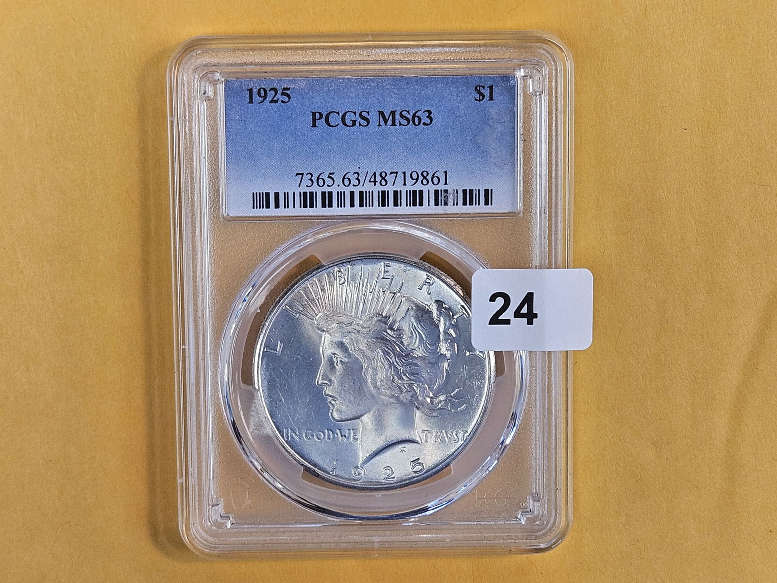 PCGS 1925 Peace silver Dollar in Mint State 63 - 2