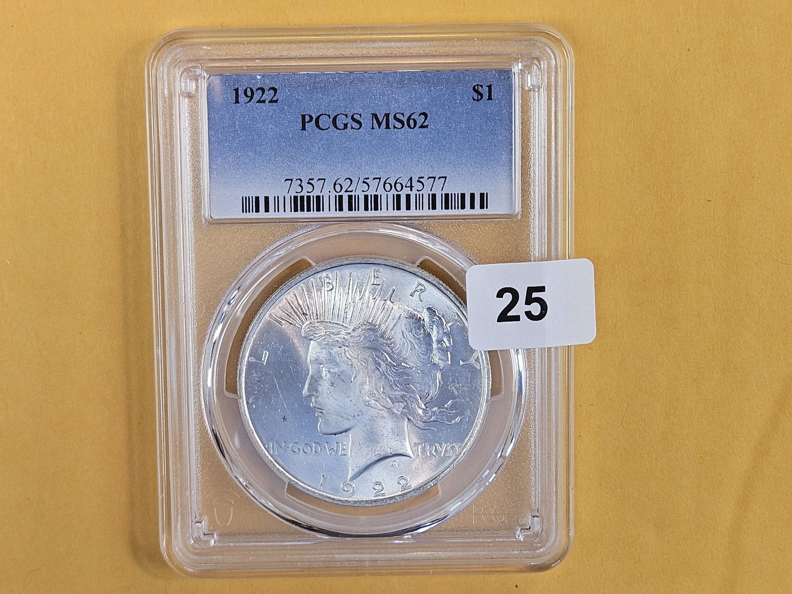 PCGS 1922 Peace silver Dollar in Mint State 62 - 2
