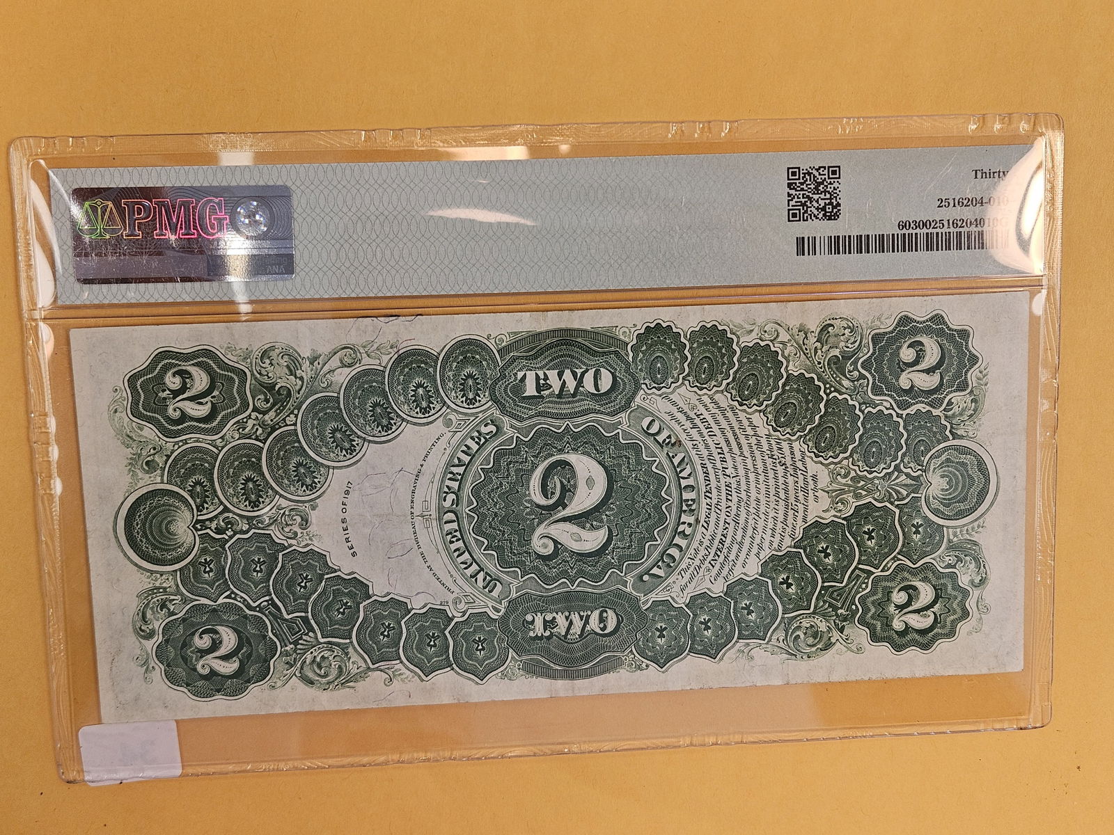 PMG 1917 Two Dollar Legal Tender in Very Fine - 30 - 2