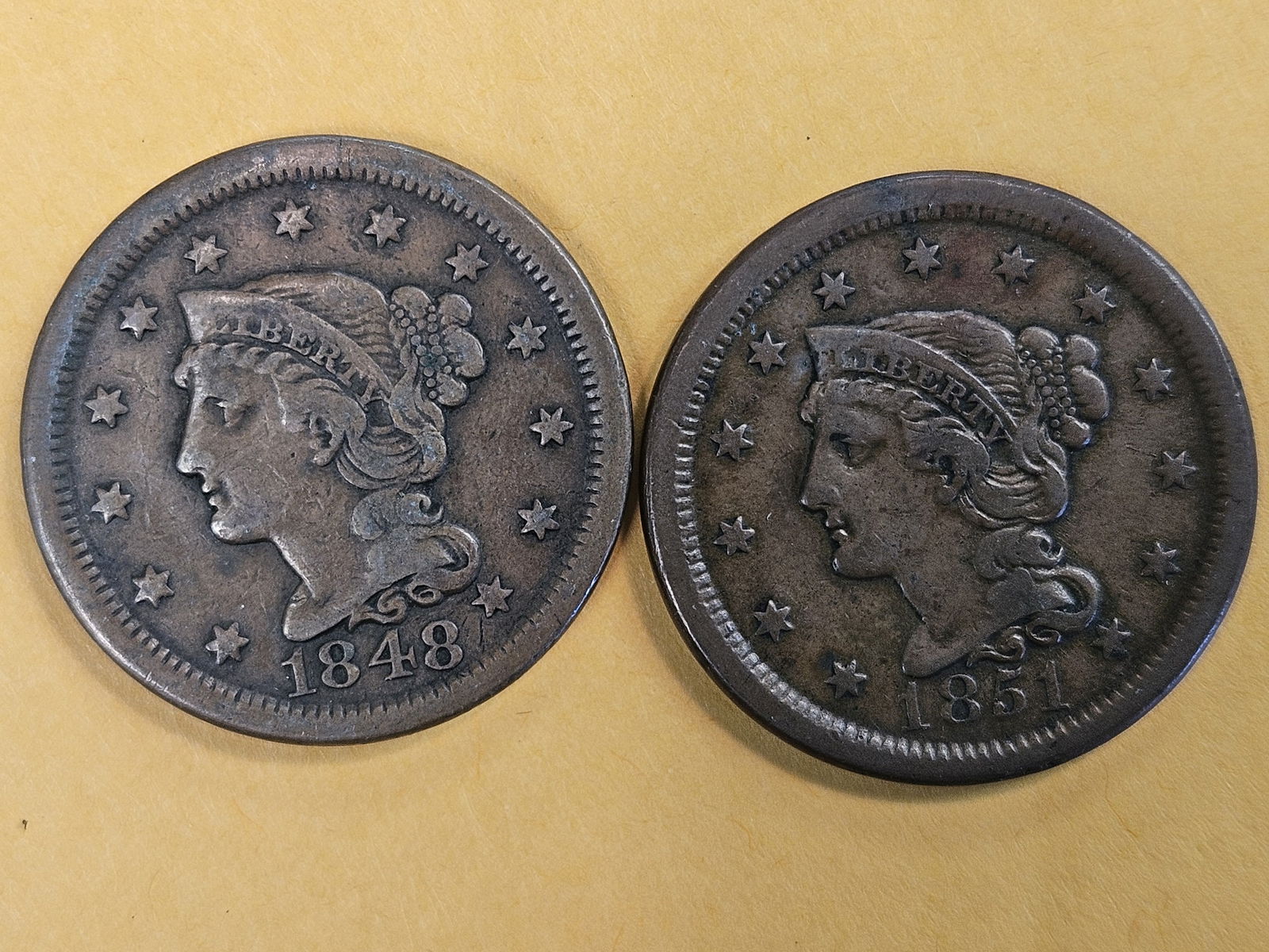 1848 and 1851 Braided Hair Large Cents - 3