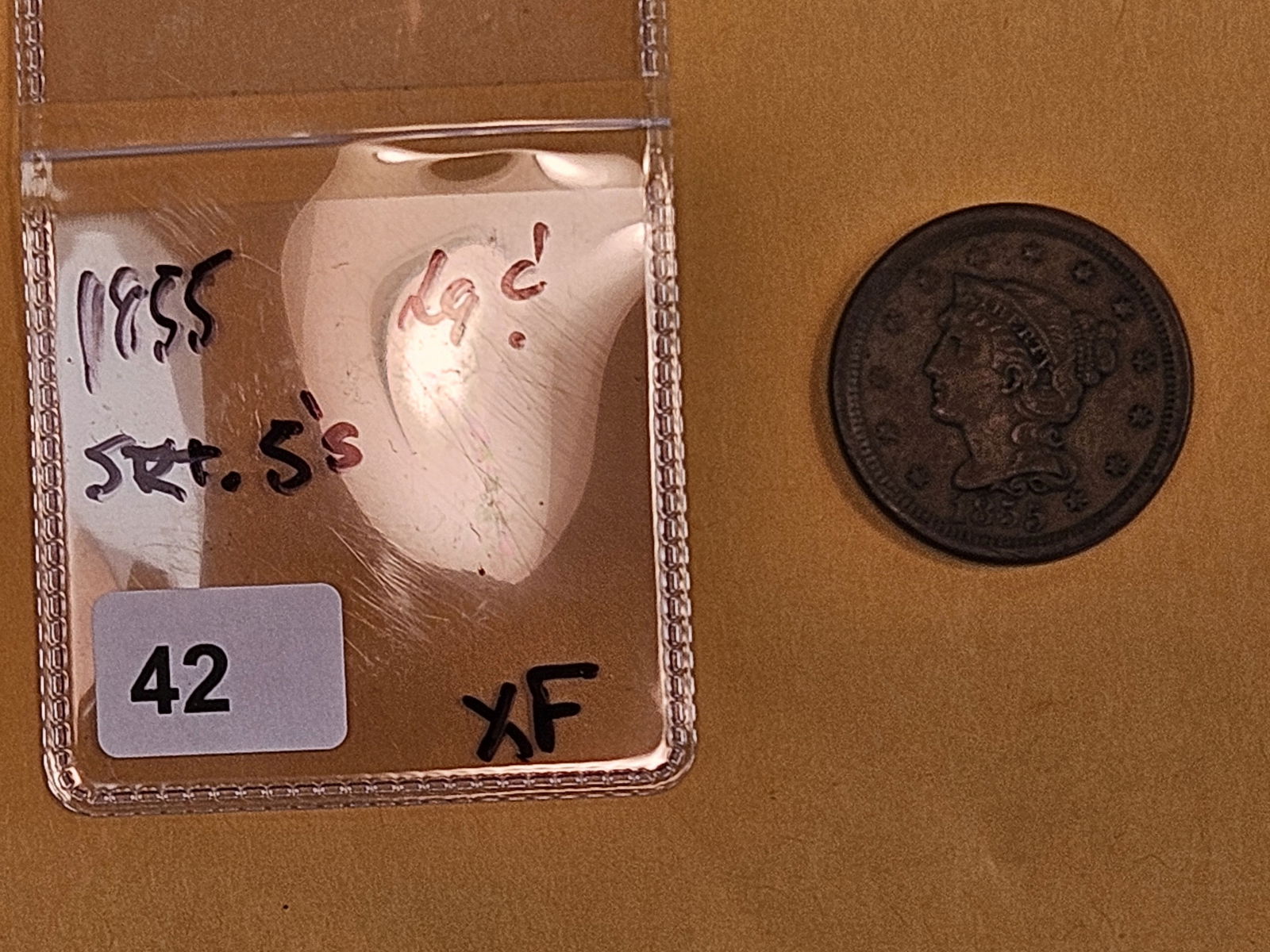 1855 Braided Hair Large Cent in Extra Fine - 2