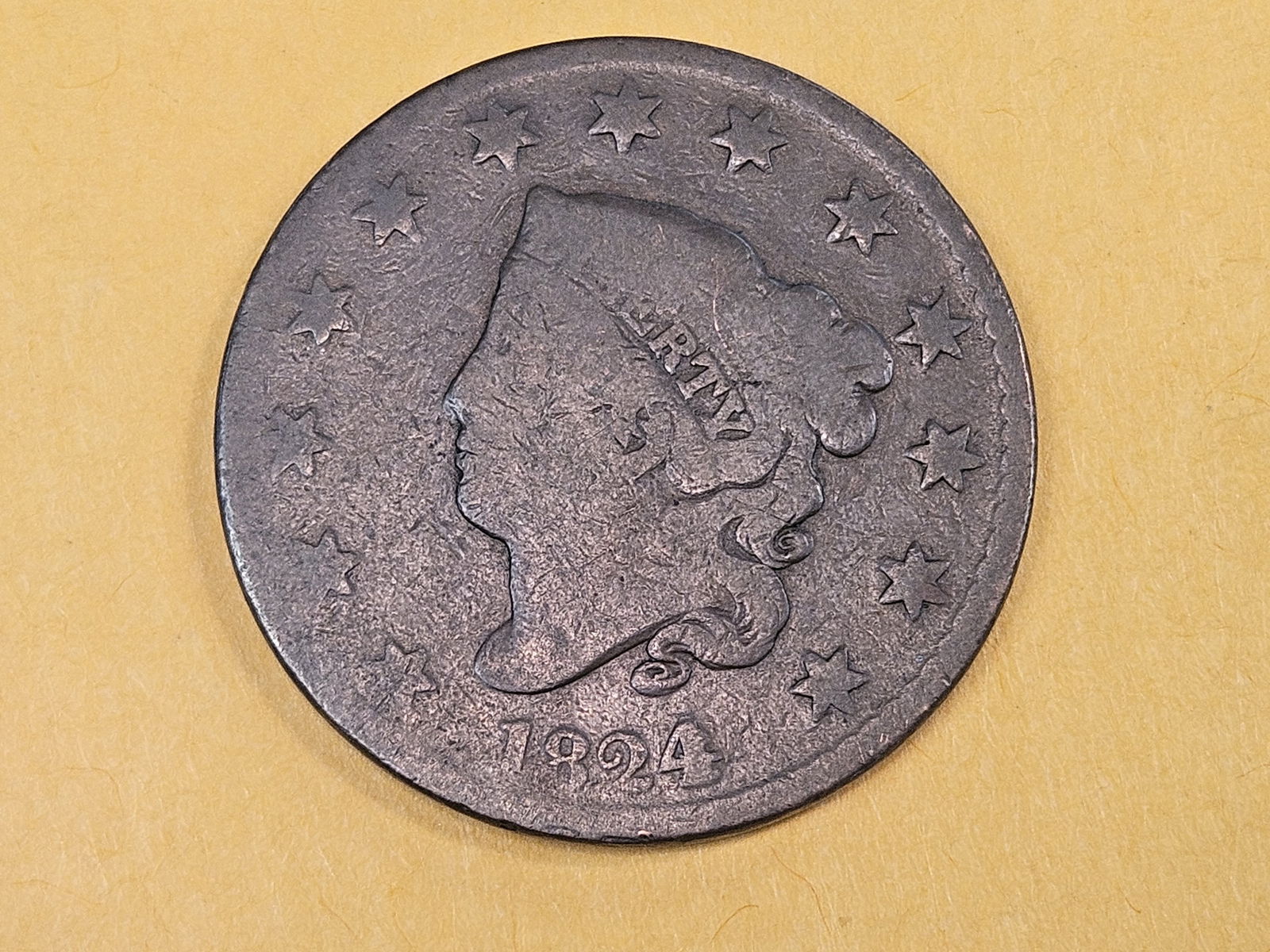 Key Variety! 1824/2 Coronet Head Large Cent: In Good 