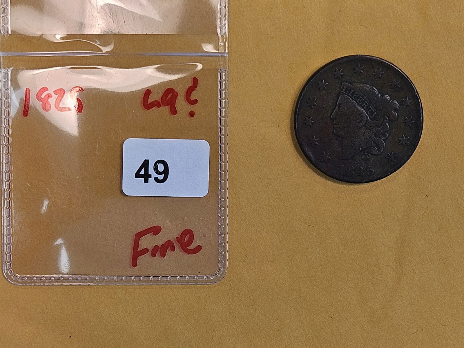 1825 Coronet Head Large Cent - 2