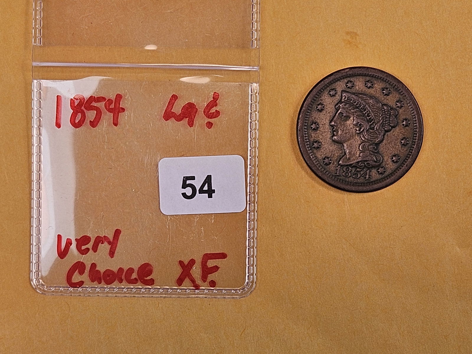 1854 Braided Hair Large Cent - 2