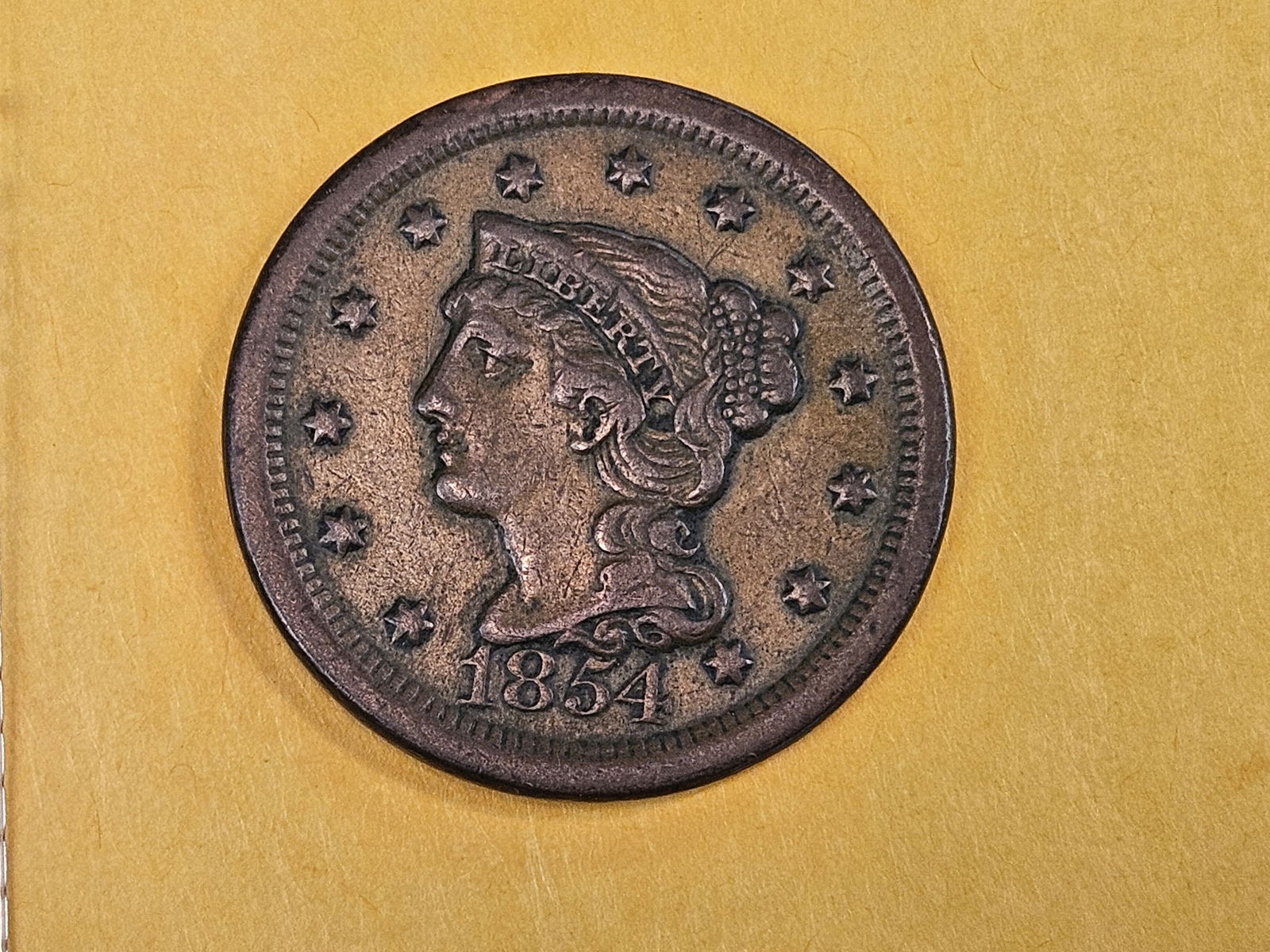 1854 Braided Hair Large Cent - 3