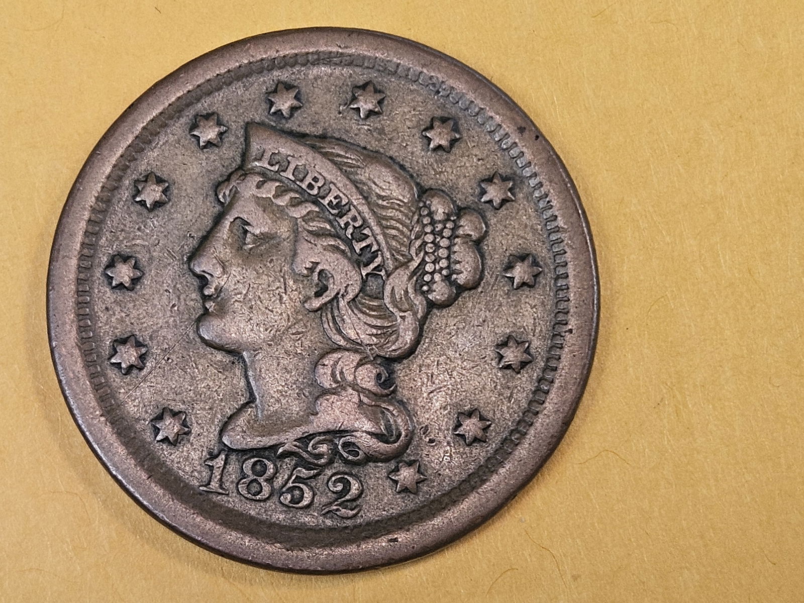 1852 Braided Hair Large Cent (1 of 4)