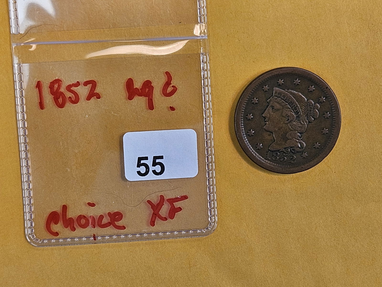 1852 Braided Hair Large Cent - 2