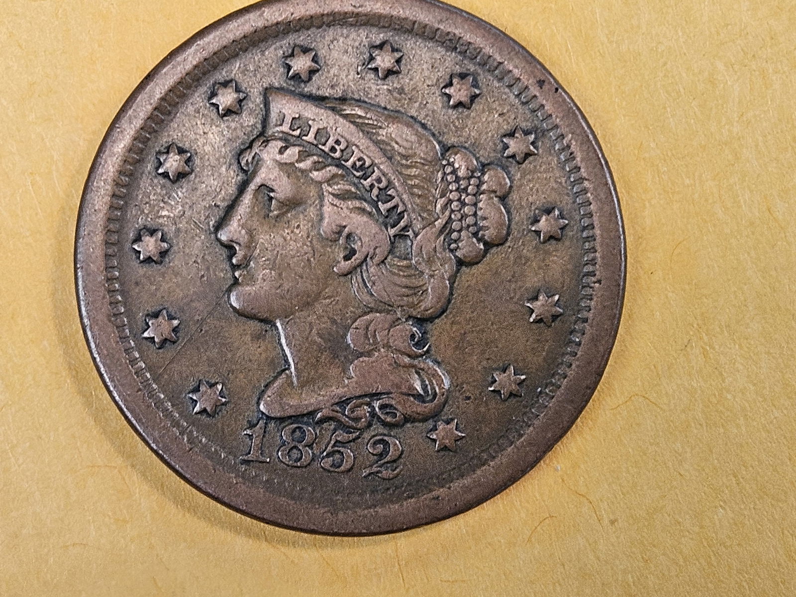 1852 Braided Hair Large Cent - 3
