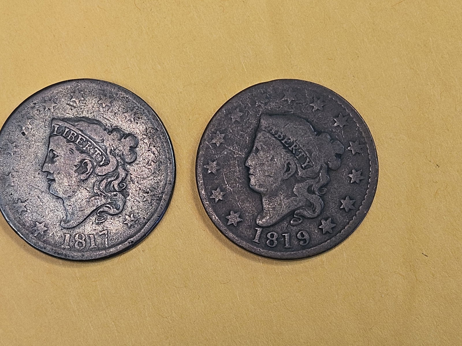 1817 and 1819 Coronet Head Large Cents (1 of 5)