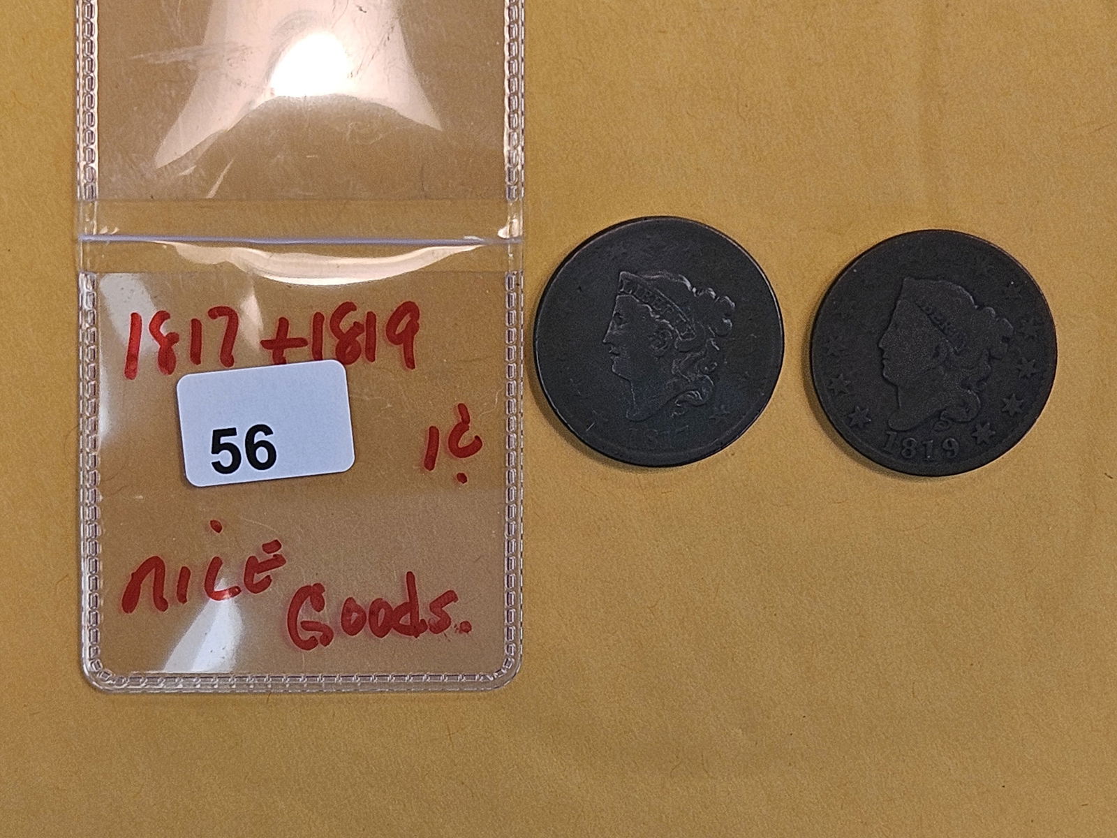 1817 and 1819 Coronet Head Large Cents - 2