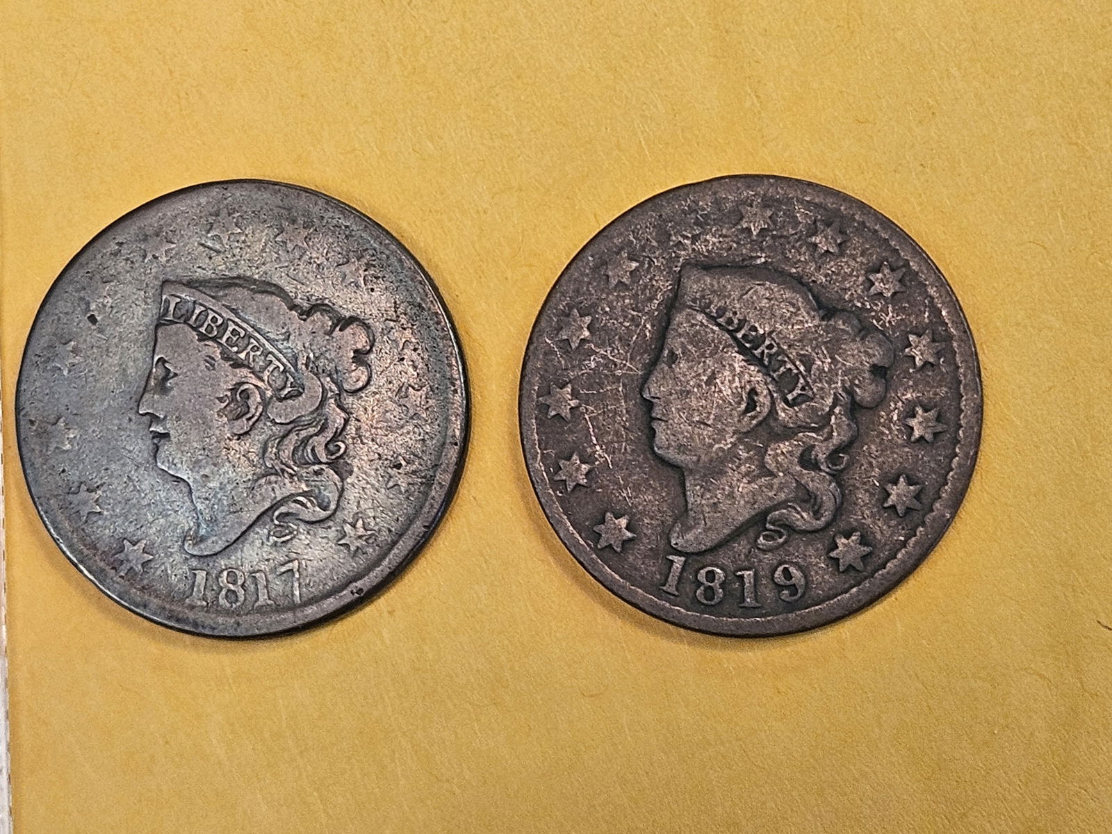 1817 and 1819 Coronet Head Large Cents - 3