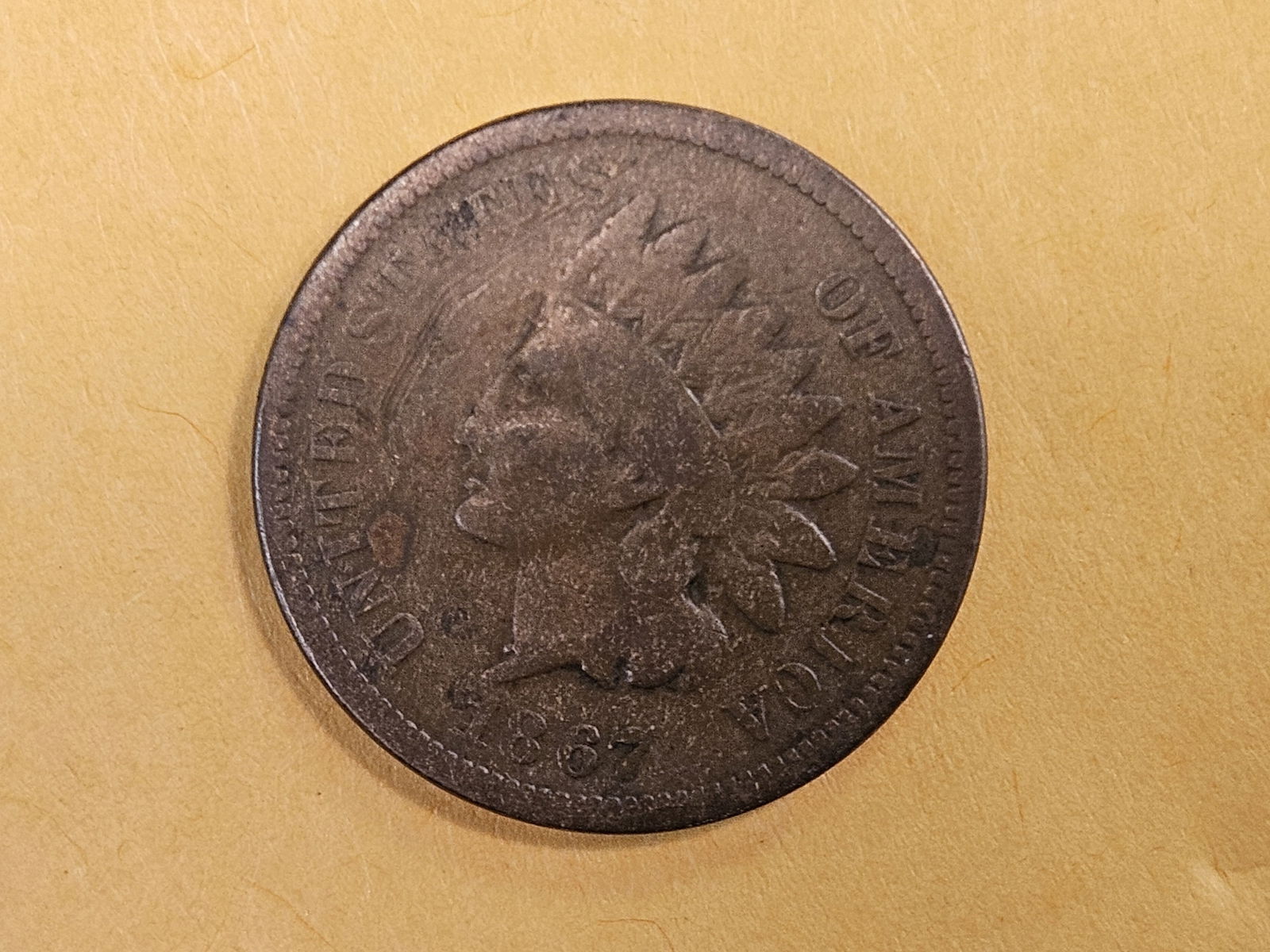 Semi-Key 1867 Indian cent - 3