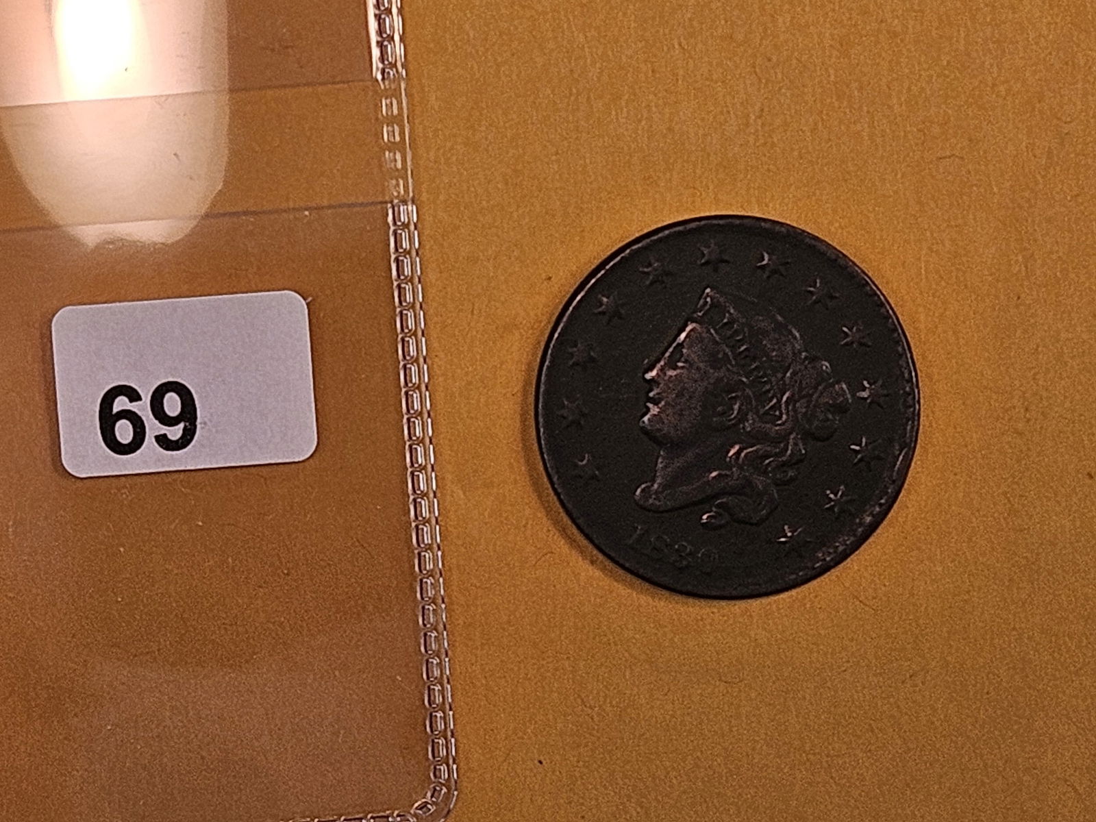 1830 Coronet Head Large Cent - 2