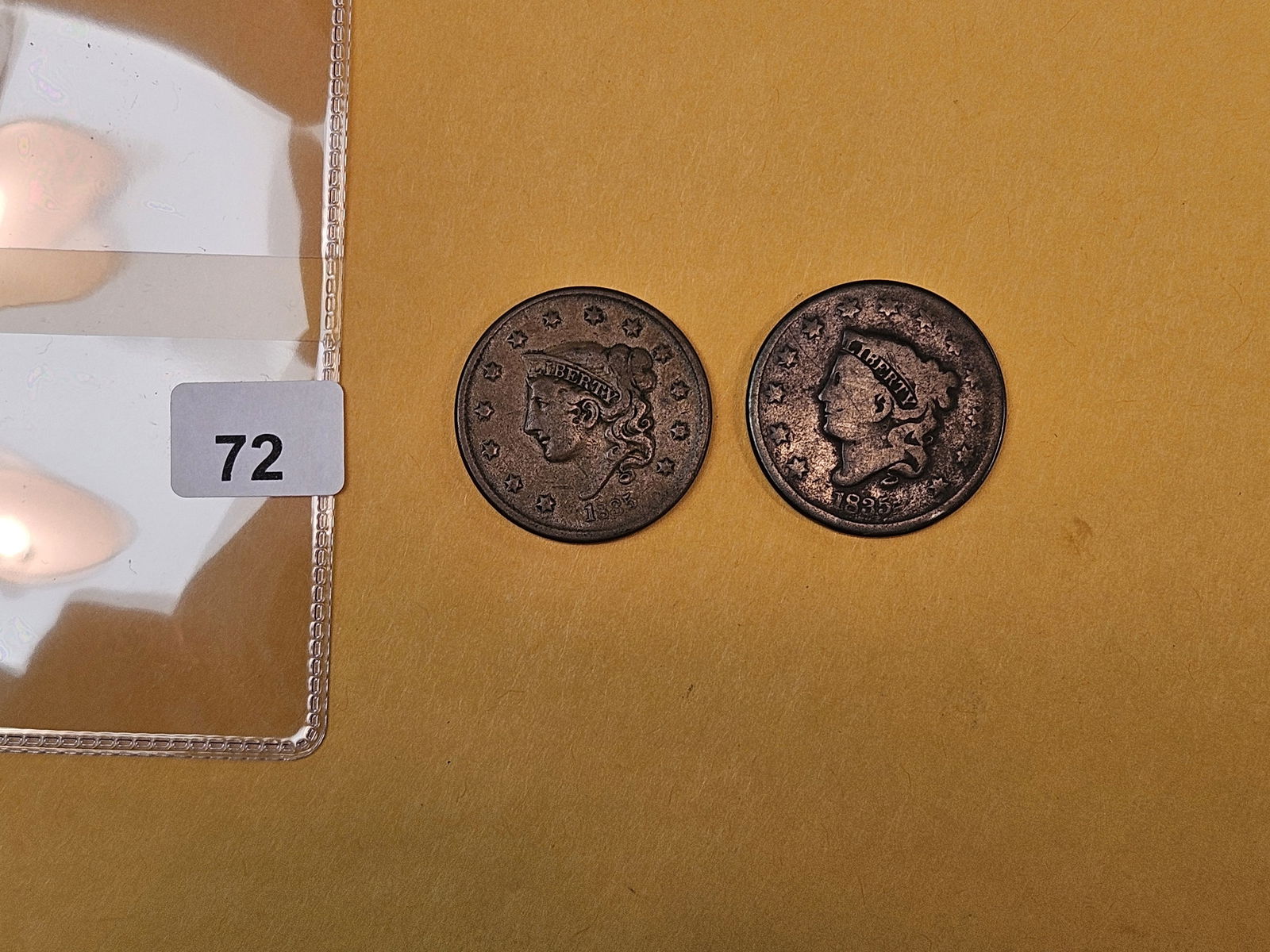 Two Different styles of 1835 Coronet Head Large Cents - 2