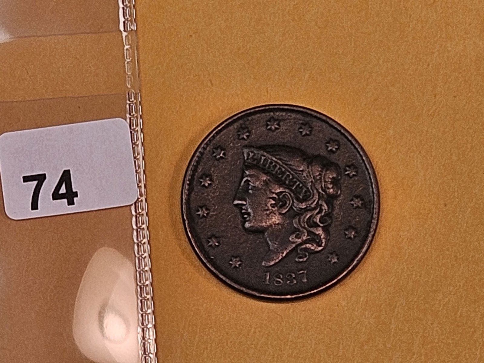 1837 Coronet Head Large cent in Fine plus - 2