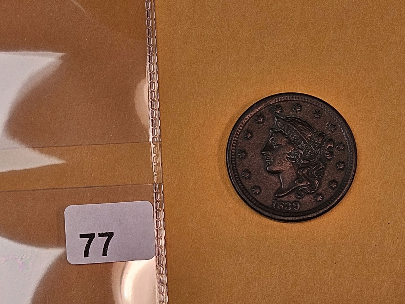 1839 Silly Head Large Cent in Very Fine - 2