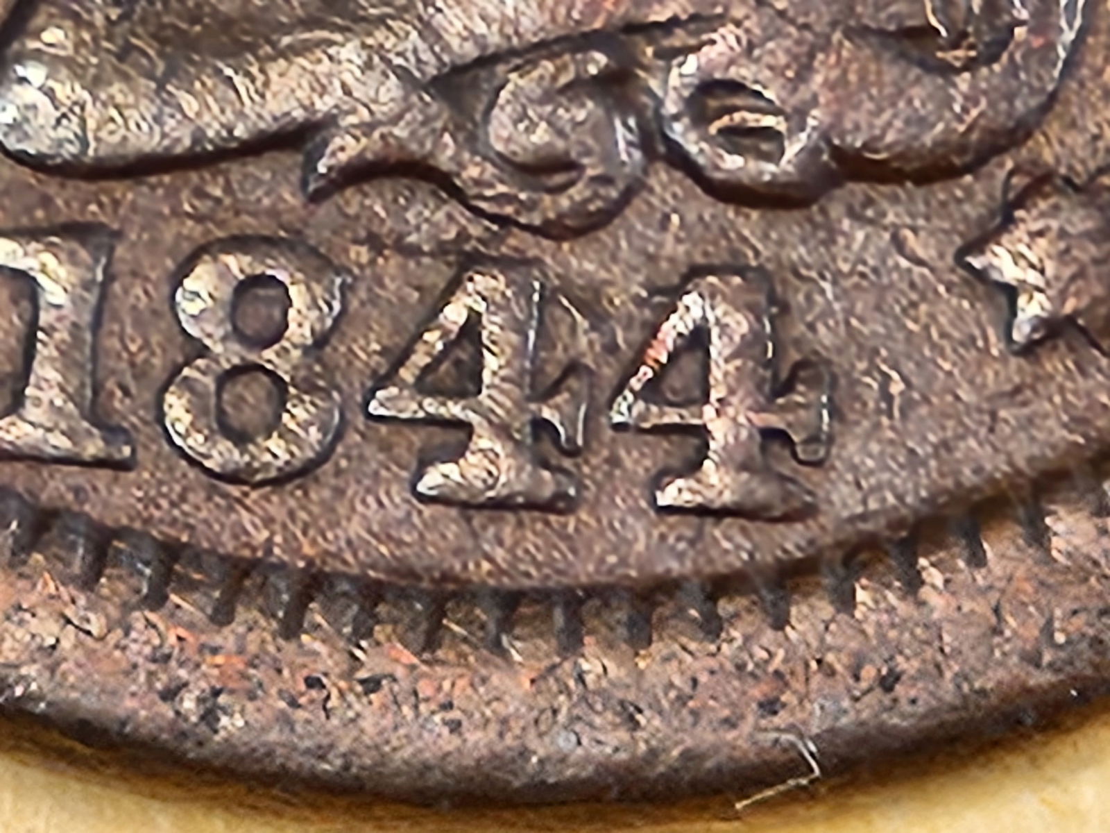 Key Variety! 1844/81 Braided Hair Large Cent in Fine plus - 3