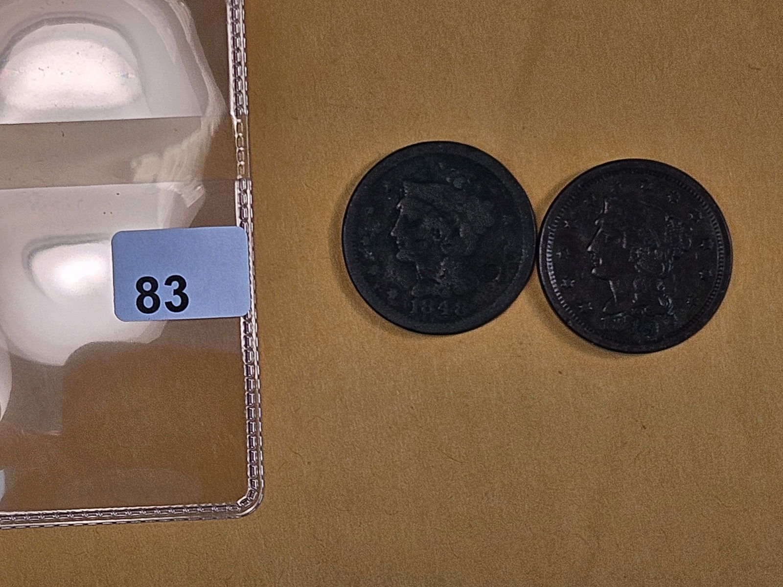 1848 and 1849 Braided Hair Large cents - 2