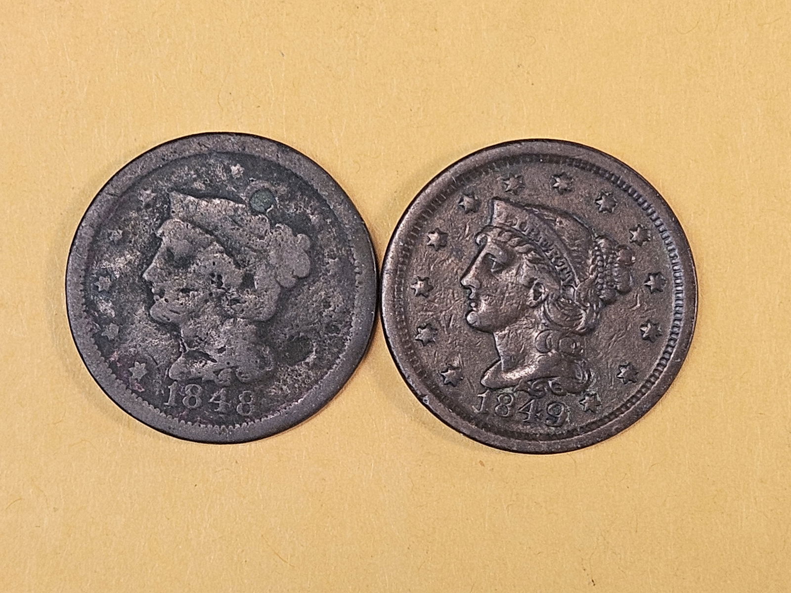 1848 and 1849 Braided Hair Large cents - 3